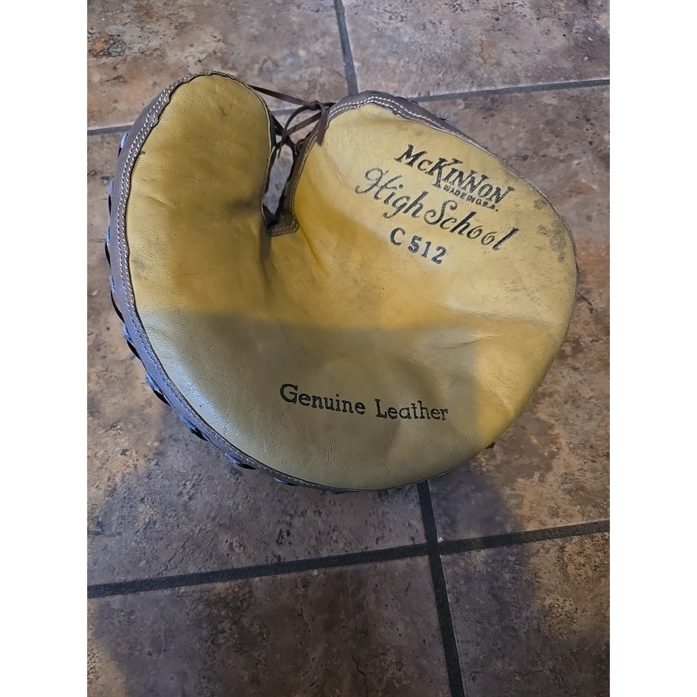 Vintage McKinnon High School baseball glove made of genuine leather Model C512